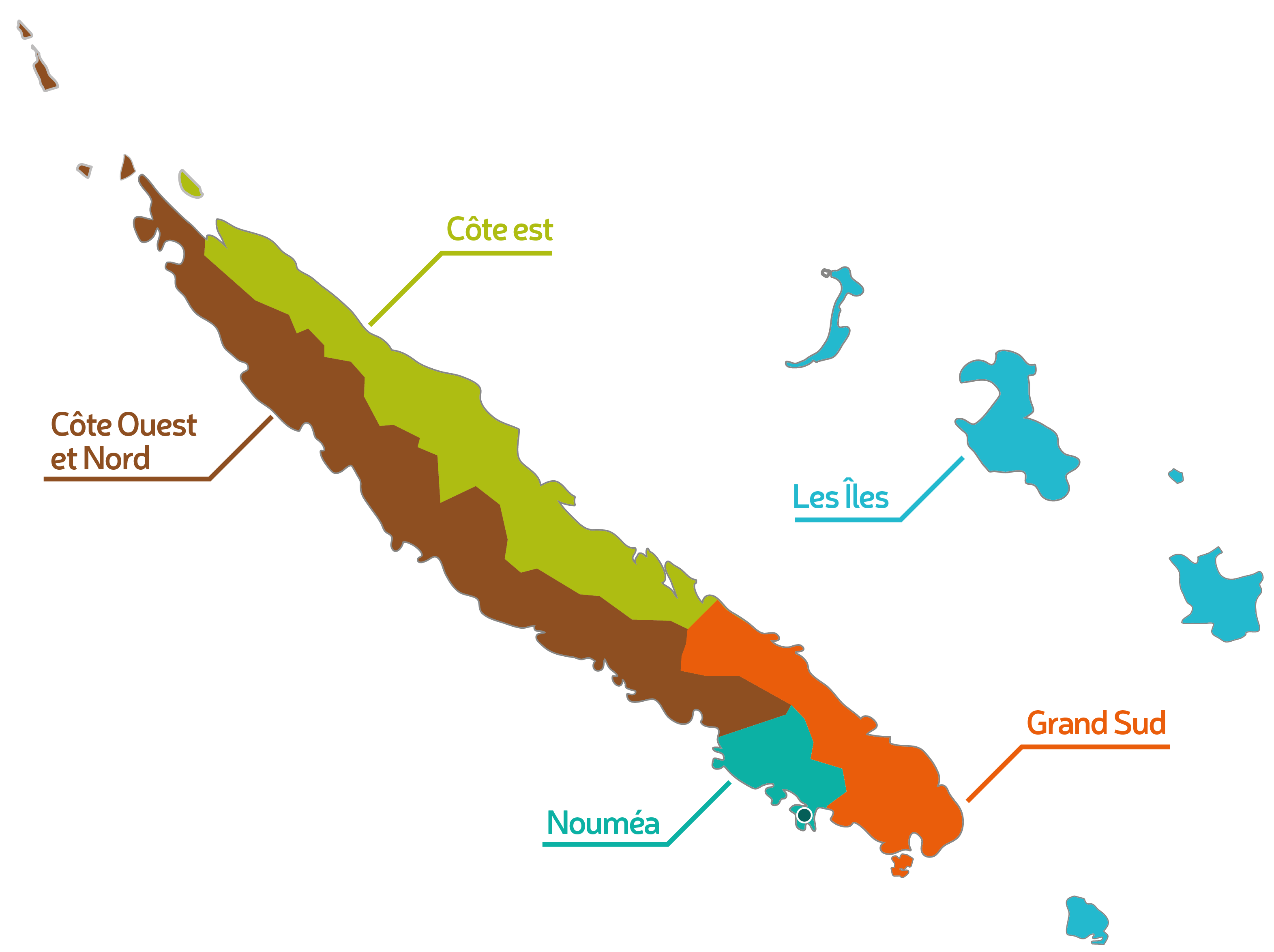 Carte régions Nouvelle-Calédonie