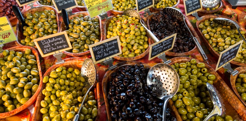 Olives for sale at Port Moselle Market